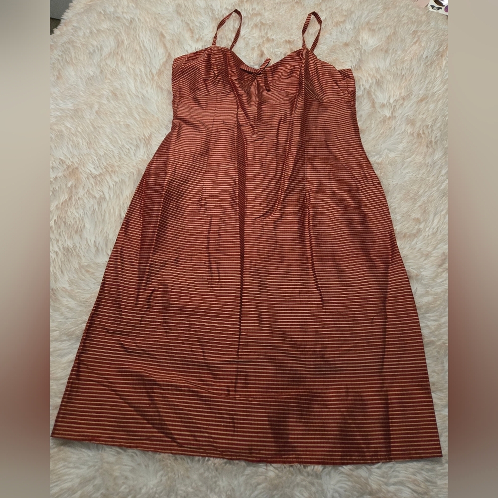 Silk TEMPESTA GRUPPO AMERICANO Red/Creamy White striped SLEEVELESS DRESS Size 12